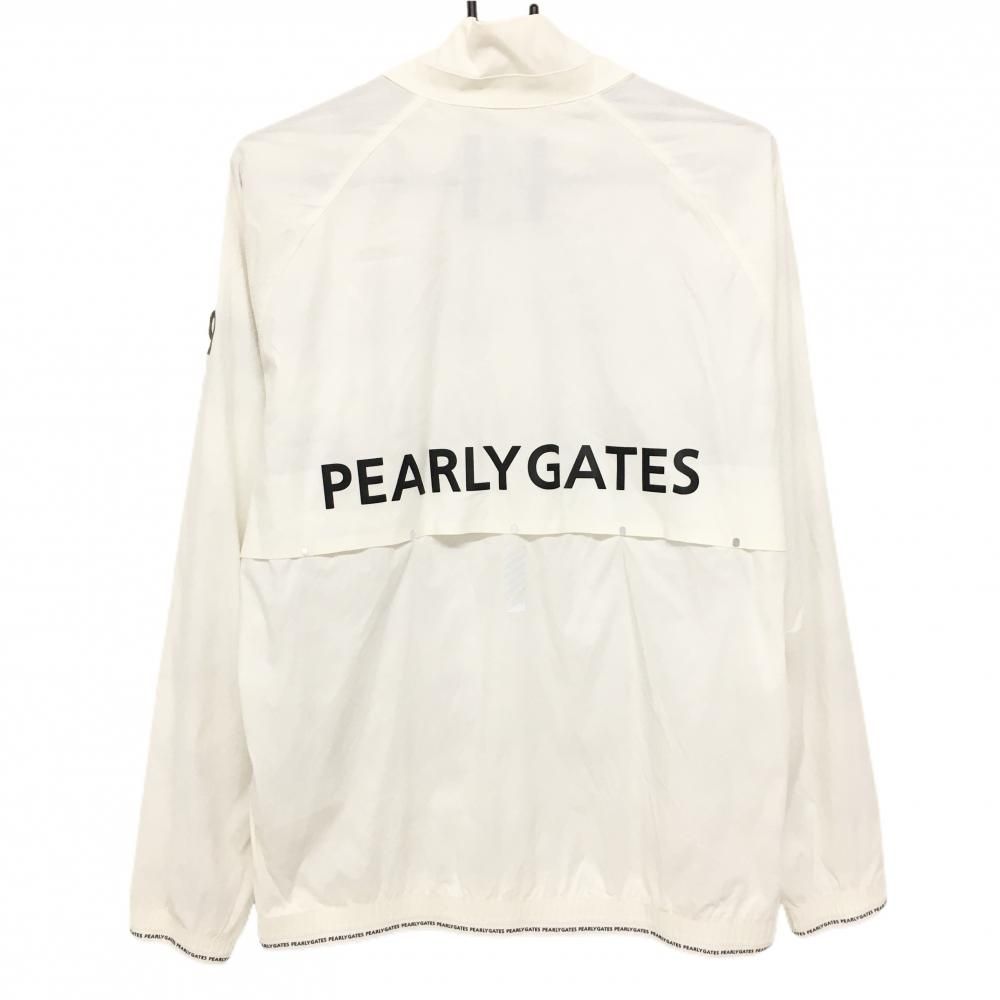 超 パーリーゲイツ ナイロンジャケット 白×黒 裏地ロゴメッシュ地 ロゴプリント メンズ 4 M ゴルフウェア PEARLY GATES