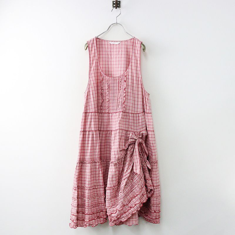 PINK HOUSE ジャンバースカート　ロングワンピース　ピコフリル　リボン PINK HOUSE ジャンバースカート ロングワンピース ピコフリル