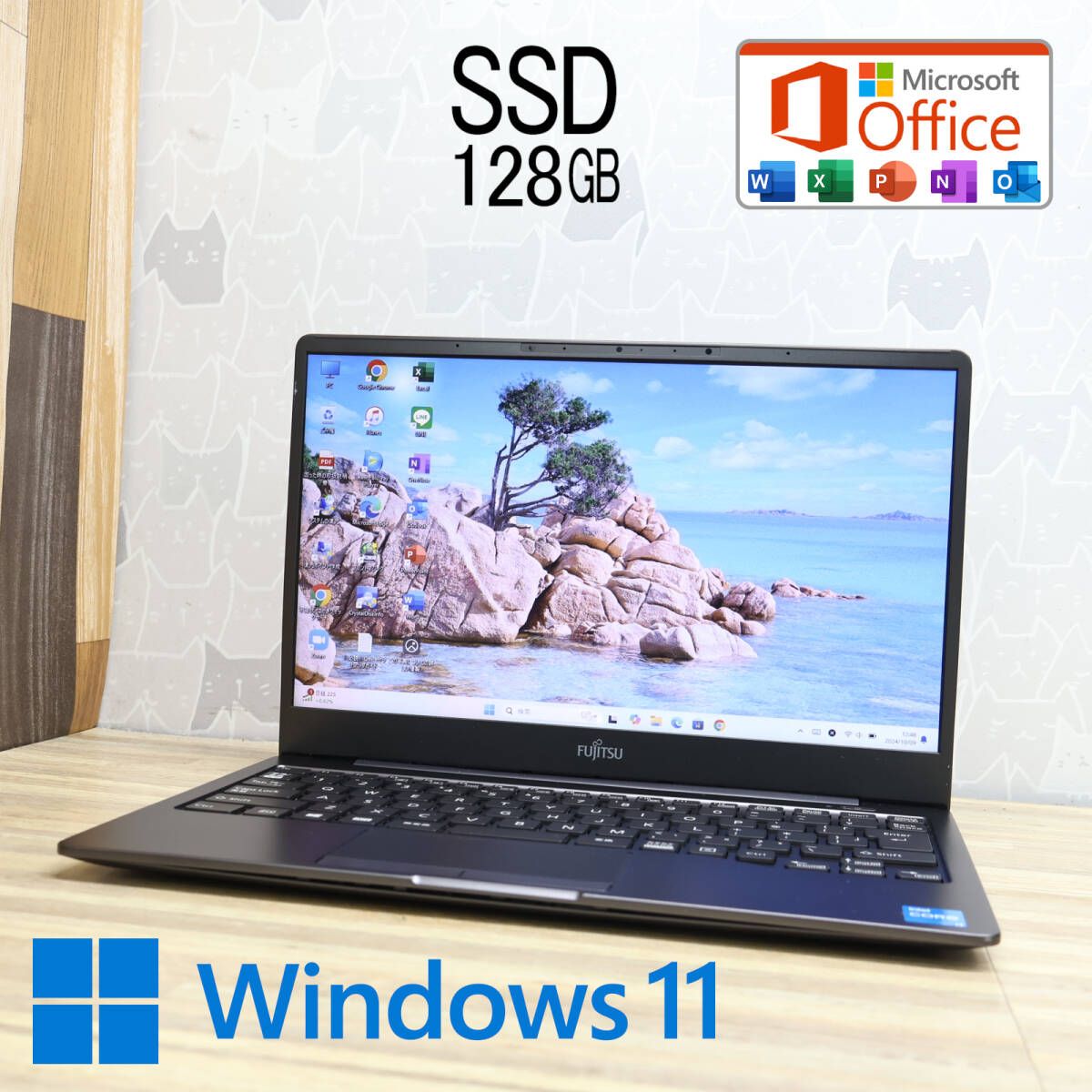 美品 高性能i3！M.2 NVMeSSD128GBFMVEH1 Core i3-1115G4 Webカメラ TypeC Win11 MS Office2019 Homeu0026Business ノートPCP79675