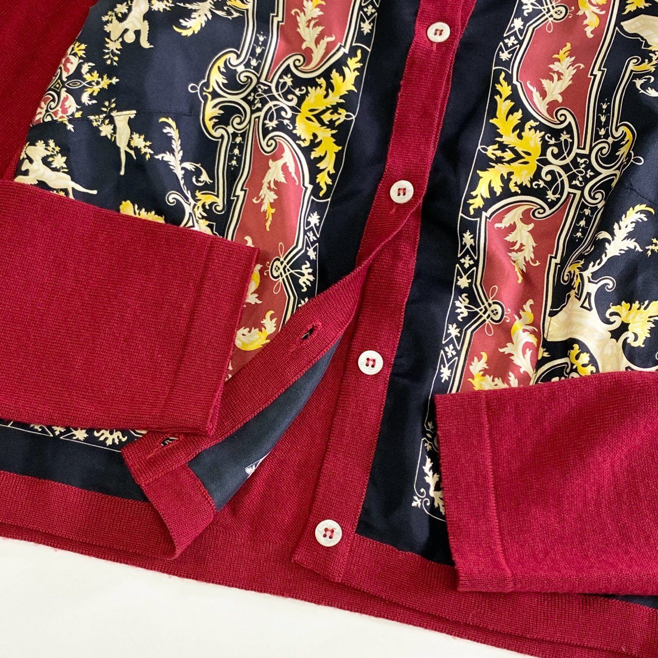 24j31 【イタリア製】ETRO エトロ シルクプリント 切替 ニット