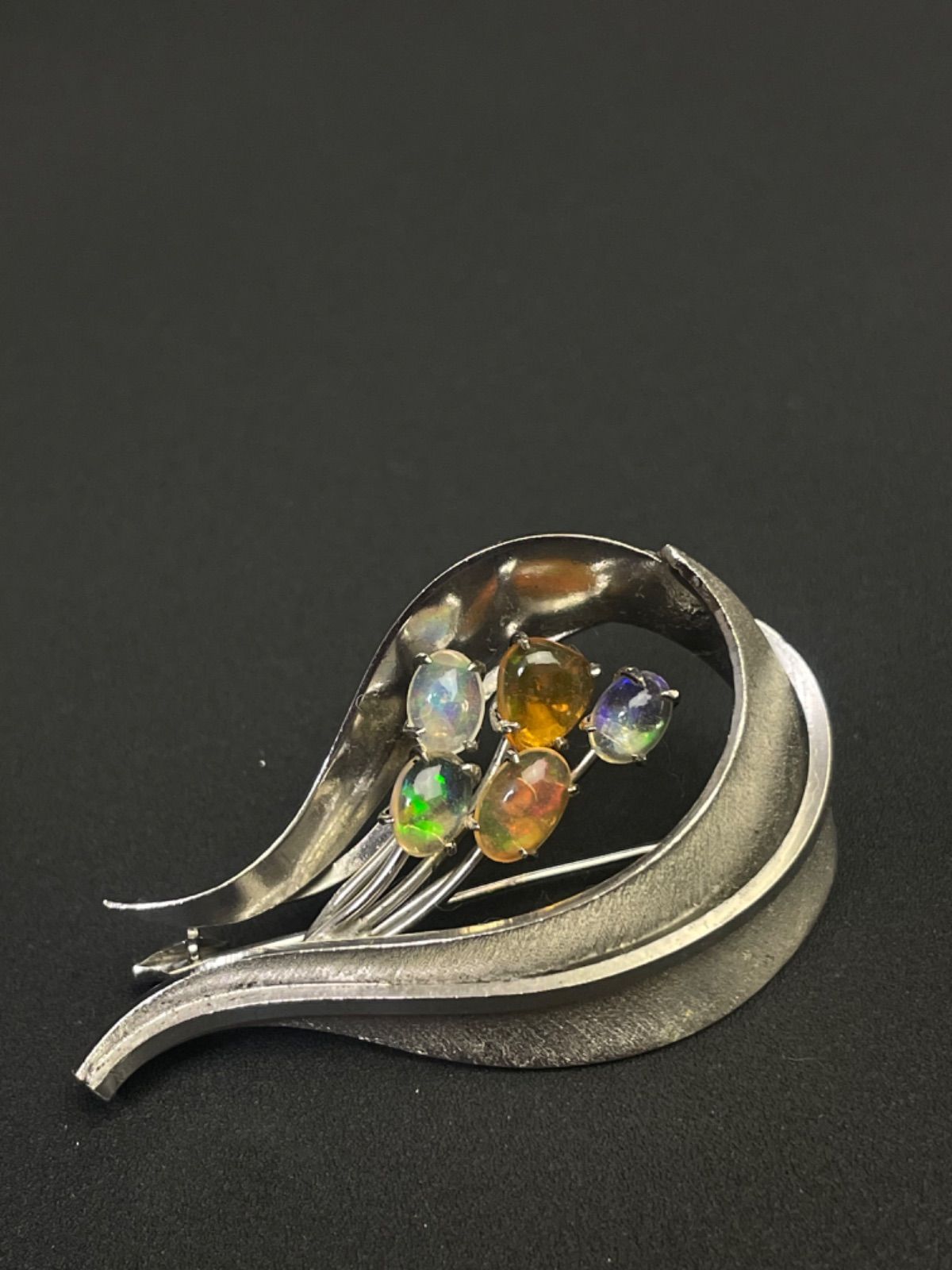 天然オパール ブローチ ヴィンテージ アクセサリー 天然石 opal fed6d87cab3d303902686e1caffe84