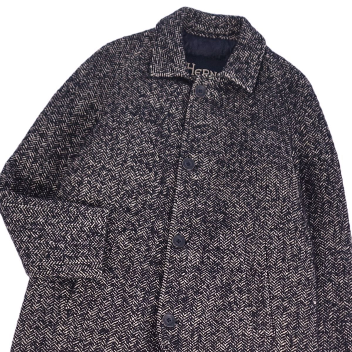 美品 ヘルノ HERNO コート ロングコート ウール ツイード 中綿入り