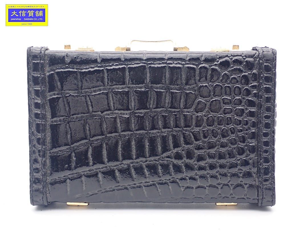 BALLY バリー カードケース アタッシュケース型 クロコ型押し ブラック