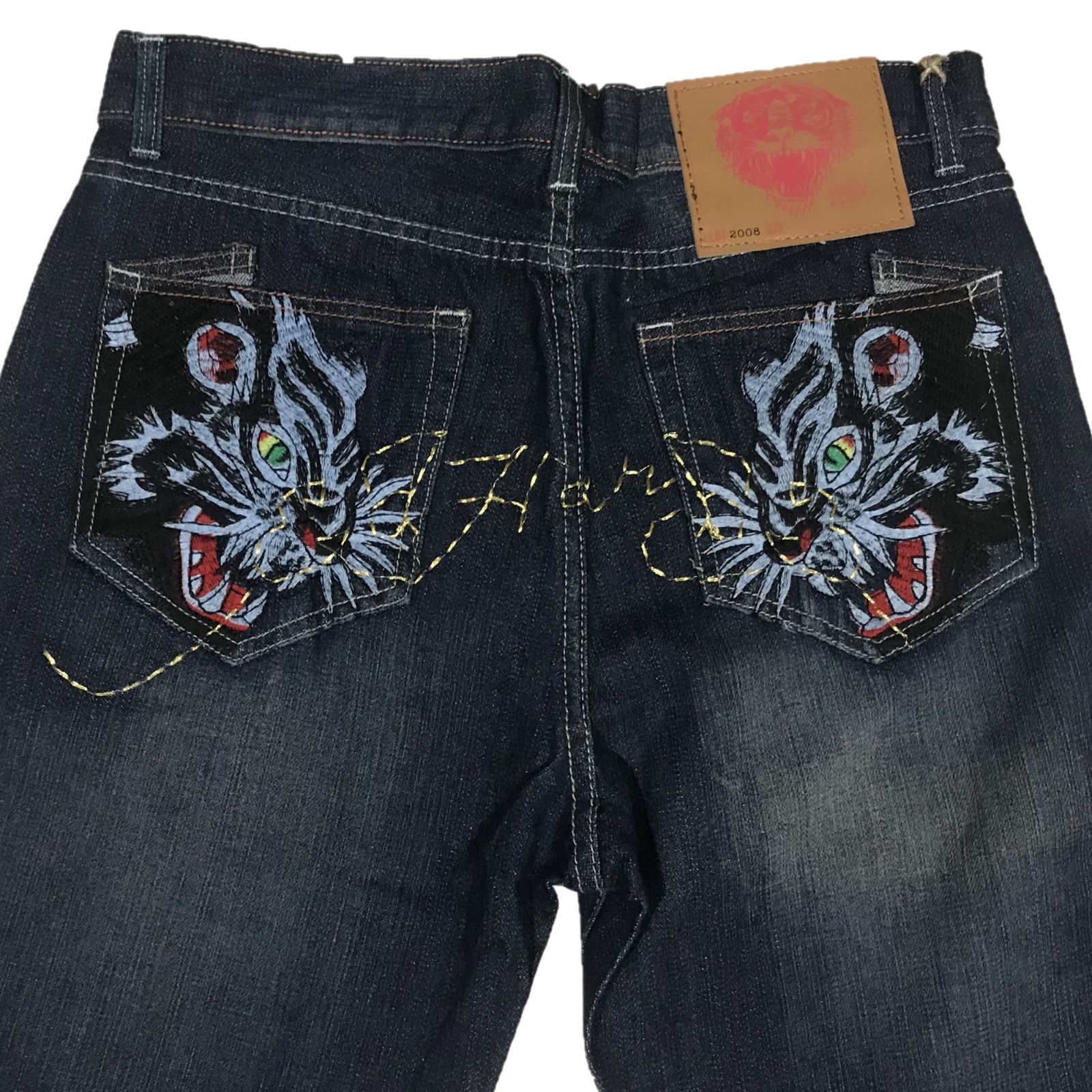 Ed hardy エド・ハーディ アニマル＆ゴールドステッチ デニムパンツ 