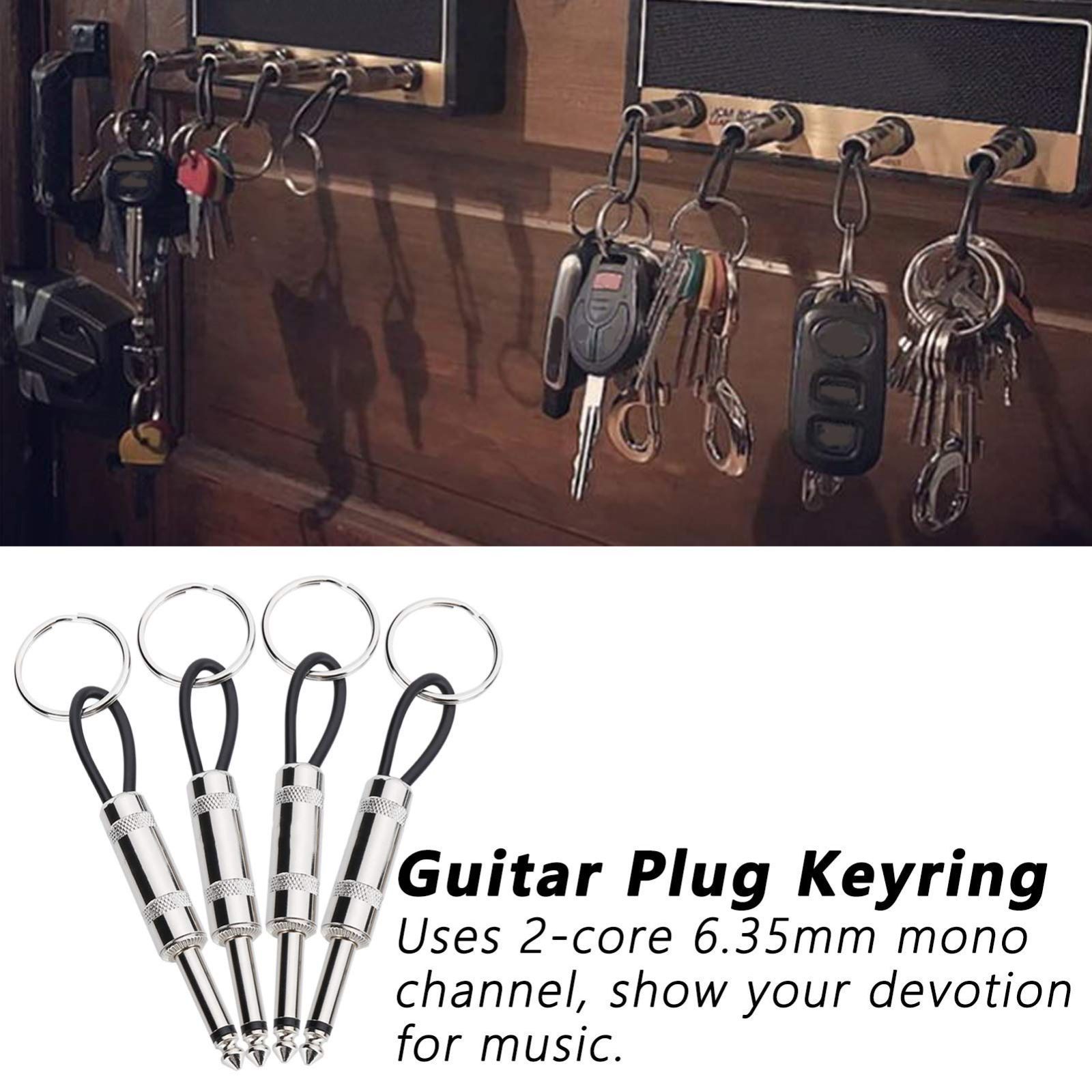 【新着商品】ギターキーリング、2コア6.35mmモノチャンネルオーディオプラグタイプキーホルダー音楽への献身を示すユニークな形状、あなたの家/オフィスで使用されるポータブル亜鉛合金キーホルダーアクセサリー