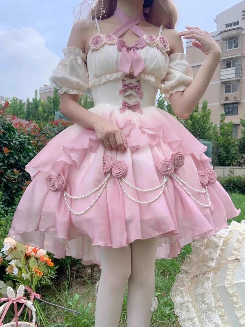 ロリータワンピース 華ロリ ティアード コスプレ衣装 ゴシック 仮装 エレガント ロリータワンピース 華ロリ ティアード コスプレ衣装 ゴシック