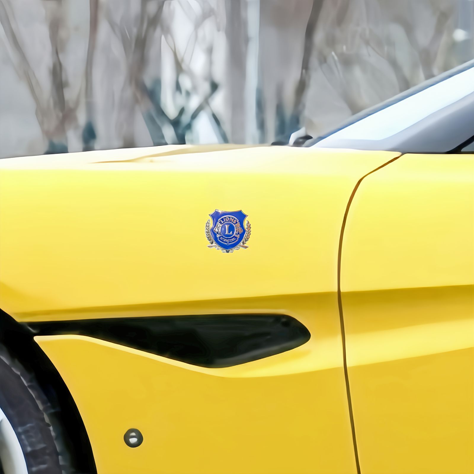カーエンブレム ライオンズクラブ L 金属 ロゴ ステッカー 車用 5.4cm 