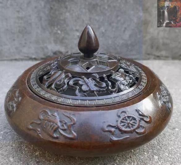銅細工 紅皮蝸牛の葉香炉 香道具 装飾品 工芸品 美術品 置物 銅細工 紅皮蝸牛の葉香炉 香道具 装飾品 工芸品 美術品 置物