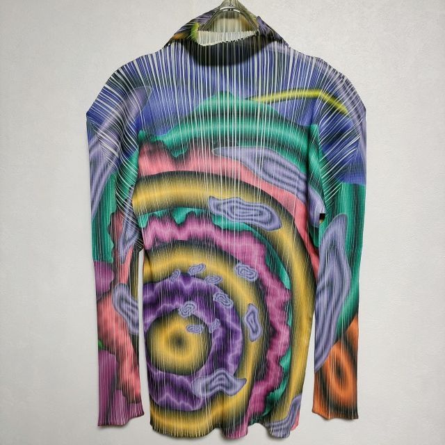 PLEATS PLEASE ISSEY MIYAKE 90S 横尾忠則 転写プリント 総柄 ボトルネック カットソー マルチ レディース プリーツプリーズ 4-0110M∞