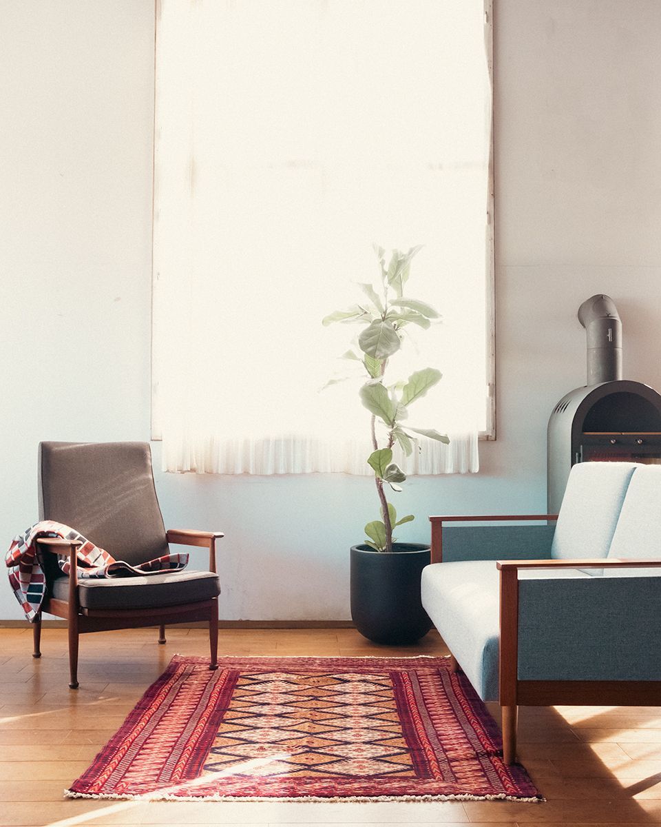 163 x 121cm 80-90s LARGE RUG from Pakistan　パキスタン絨毯 ラホール トライバルラグ 手織り 絨毯