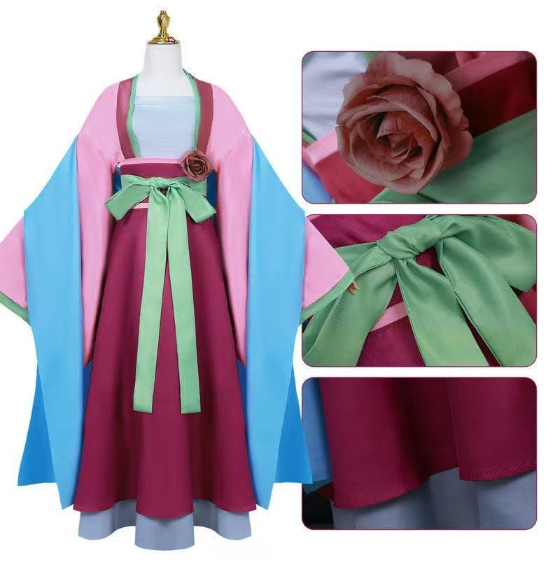 薬屋のひとりごと 猫猫 コスプレ衣装 フルセット 赤い着物風 XS〜3XLサイズ ウィッグ付き