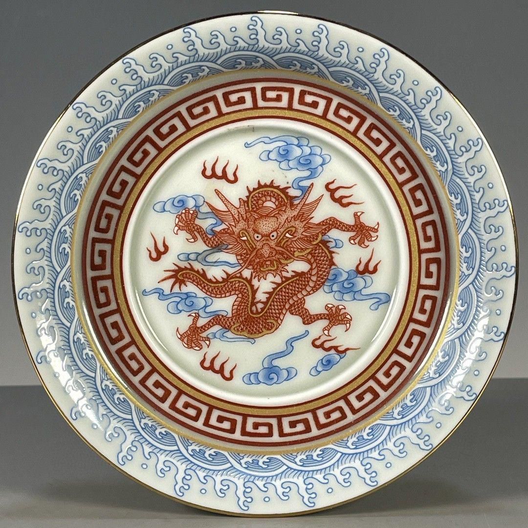 中国茶器 景徳鎮 青花釉里紅竜紋三才蓋碗 茶杯 新品未使用 中国茶器 景徳鎮 青花釉里紅竜紋三才蓋碗 茶杯 新品未使用