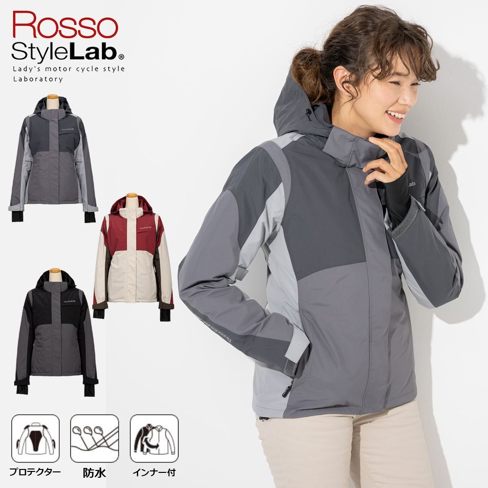 レディース バイク用 秋冬 ライダース ウィンター ジャケット プロテクター付属 Rosso StyleLab ロッソスタイルラボ 3 3サイズ ROJ0997 バイク オートバイ ジャケット オシャレ かわいい 防寒 防風