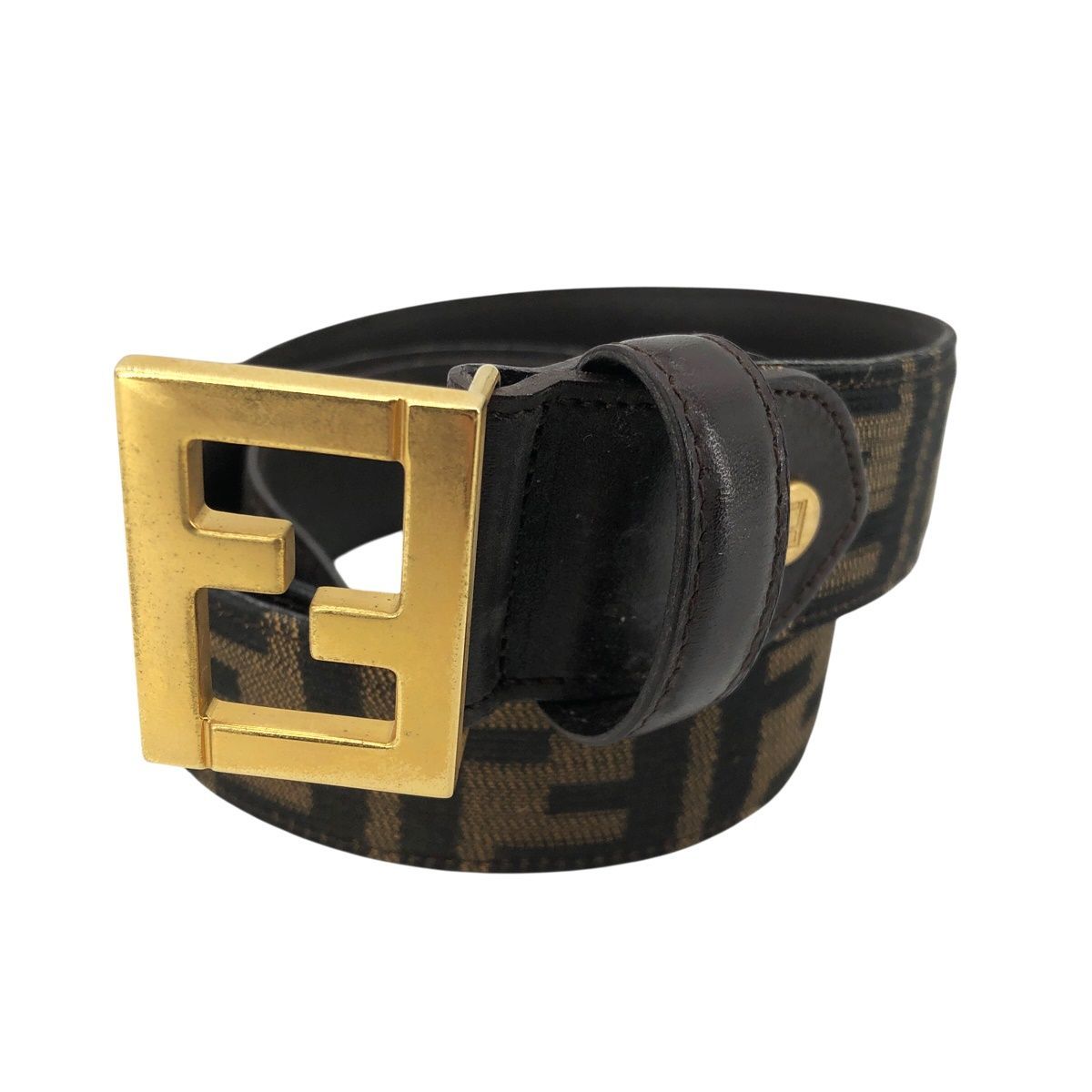 中古】 Fendi フェンディ ズッカ ベルト ゴールド金具 15116/46