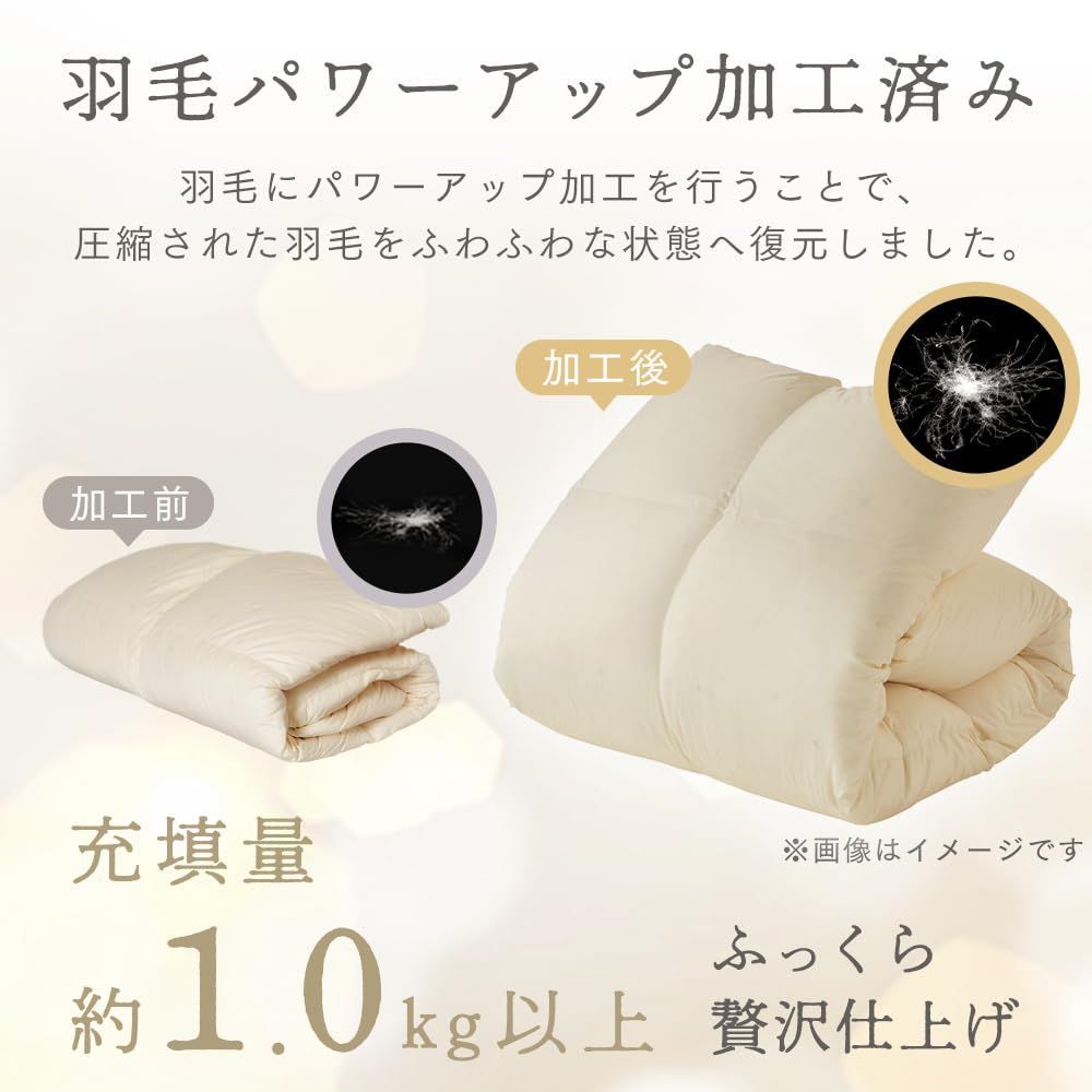 羽毛布団 ホワイトダックダウン80％ セミダブル 羽毛パワーアップ加工済 アイリスプラザ ホワイトダックダウンをリッチに配合 自宅洗濯OK お手入れ簡単 グレー