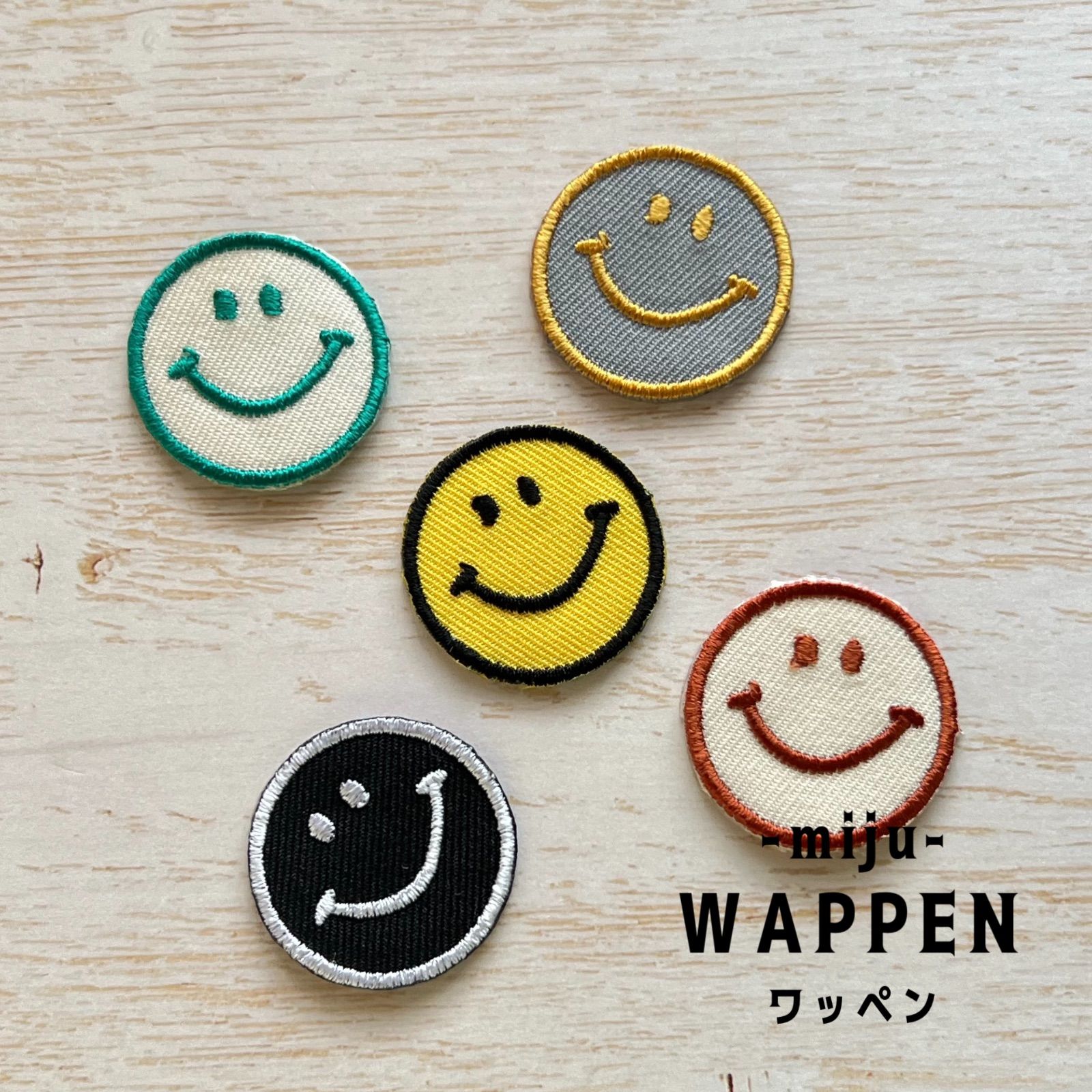 5枚セット】スマイル、ニコちゃん アイロン刺繍ワッペン - メルカリ