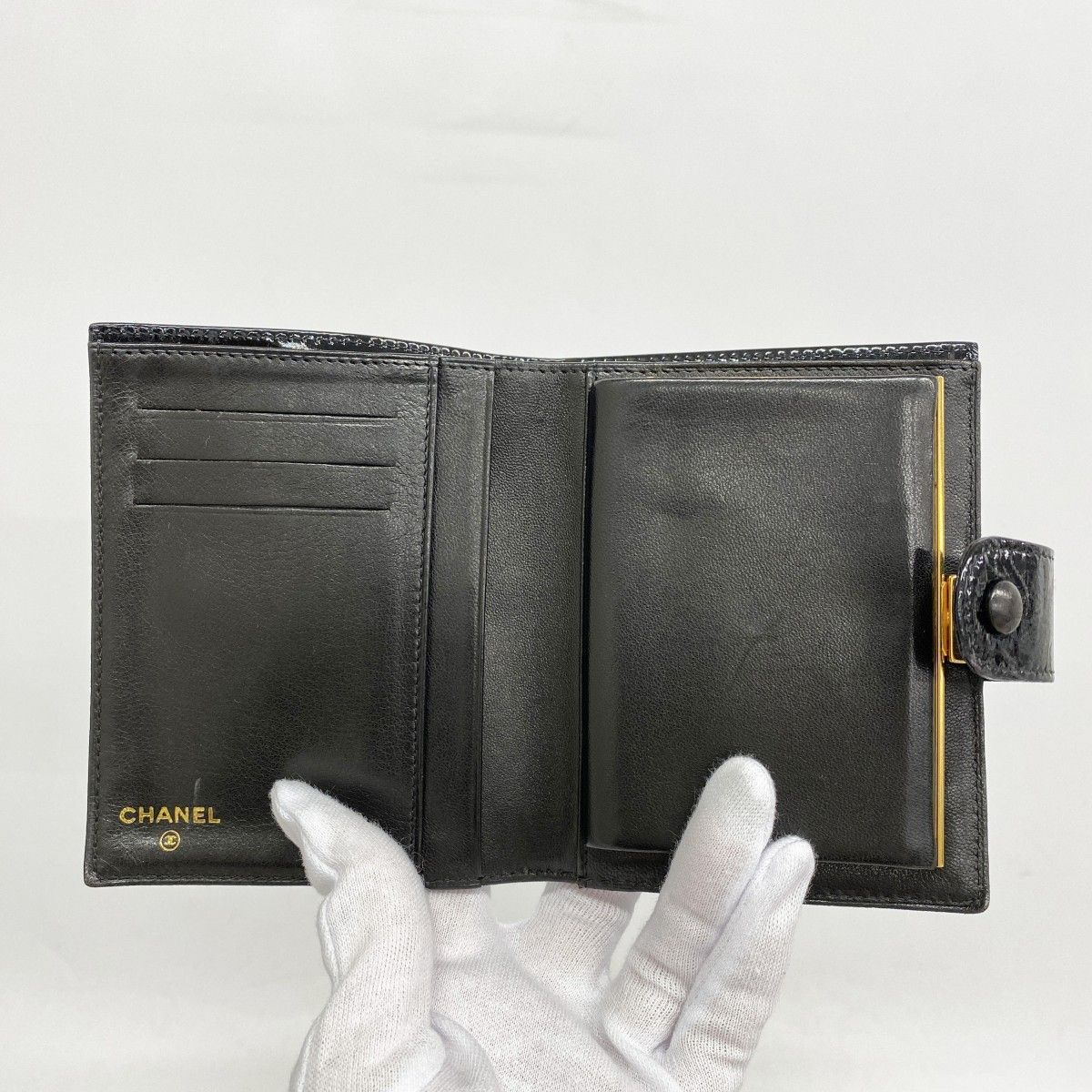 5ma0639 シャネル 財布 パテントレザー ブラック ゴールド金具 レディース WWW_SMP1DAWEKUDUS_SCH_ID