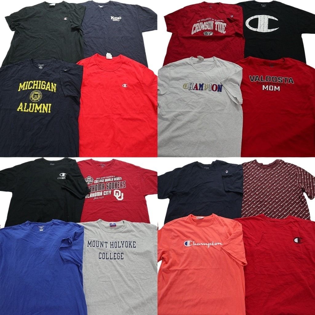 古着卸 チャンピオン 半袖Tシャツ 16枚セット メンズ 2XL カレッジ風 ワンポイント チームロゴ 総柄 古着 NA1503