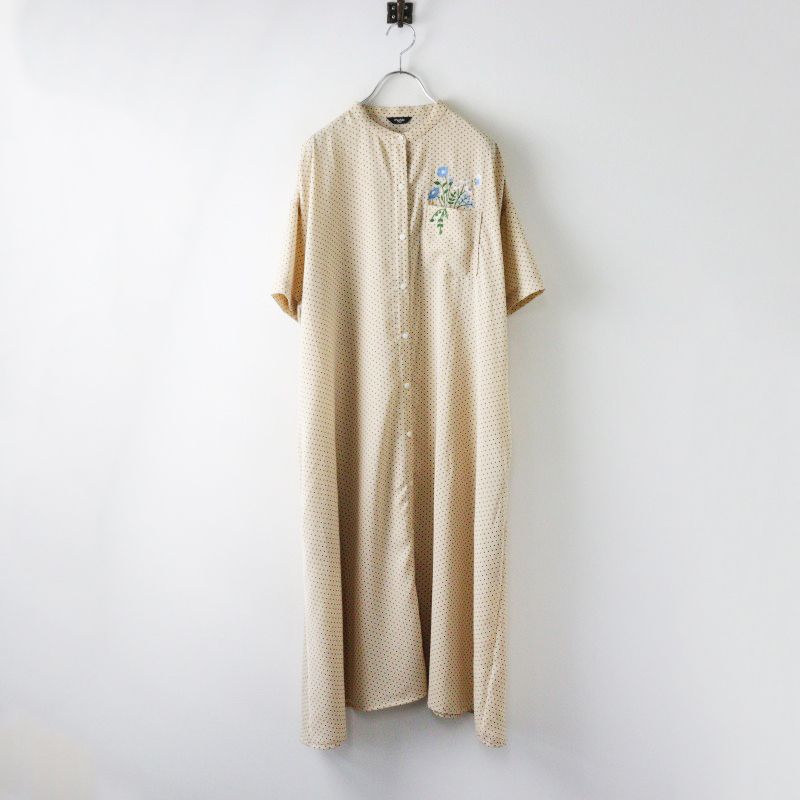 2025SS マーブルシュッド marble SUD mizutama flower シャツワンピース |ベージュ ドレス ドット 刺繍 EMB 2400014433913