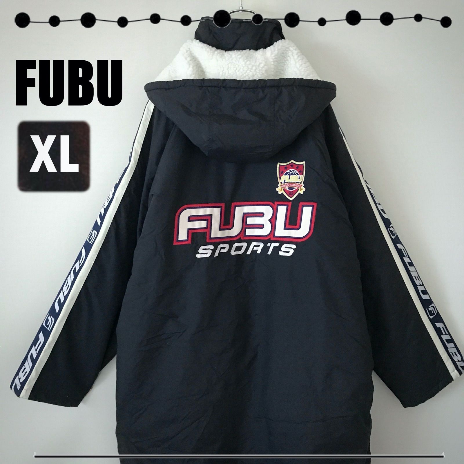 FUBU☆バスケ☆ベンチコート☆背中ビッグロゴ刺繍☆総裏ボア