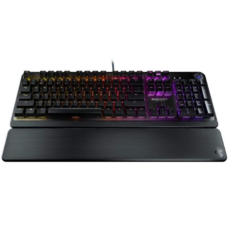 ROCCAT ゲーミングキーボード Pyro US 英語配列 有線 ブラック|黒 メカニカル リニア TTC フルサイズ RGB ボリュームダイヤル アームレスト Windows 7以降