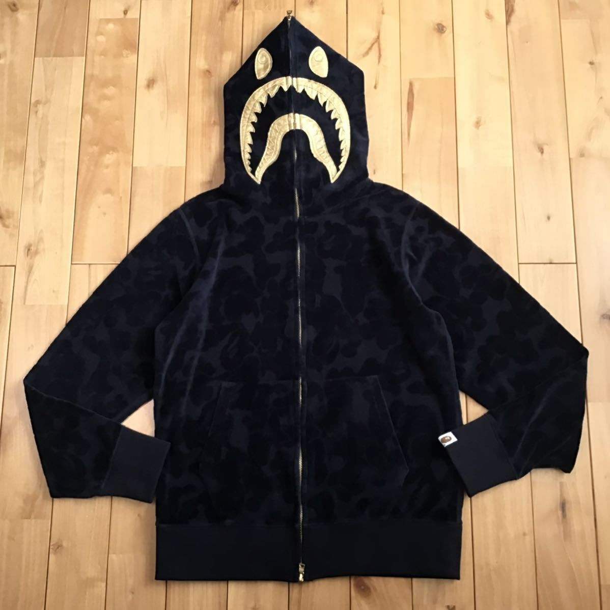 ベロア シャーク パーカー Mサイズ ネイビー VELOUR shark full zip 