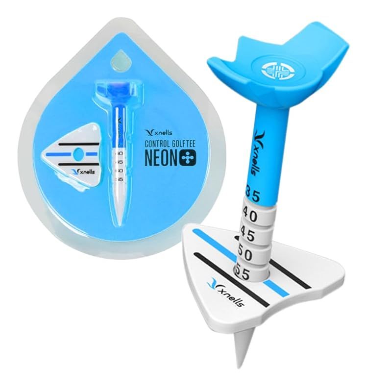 TECH SKIN コントロールゴルフティーネオンプラス 35ｍｍ - 55ｍｍ 新デザイン 高さ調節可能 折れにくい ボールマーカー 強化プラスチック 紛失防止 韓国製 (ネオンブルー) 1