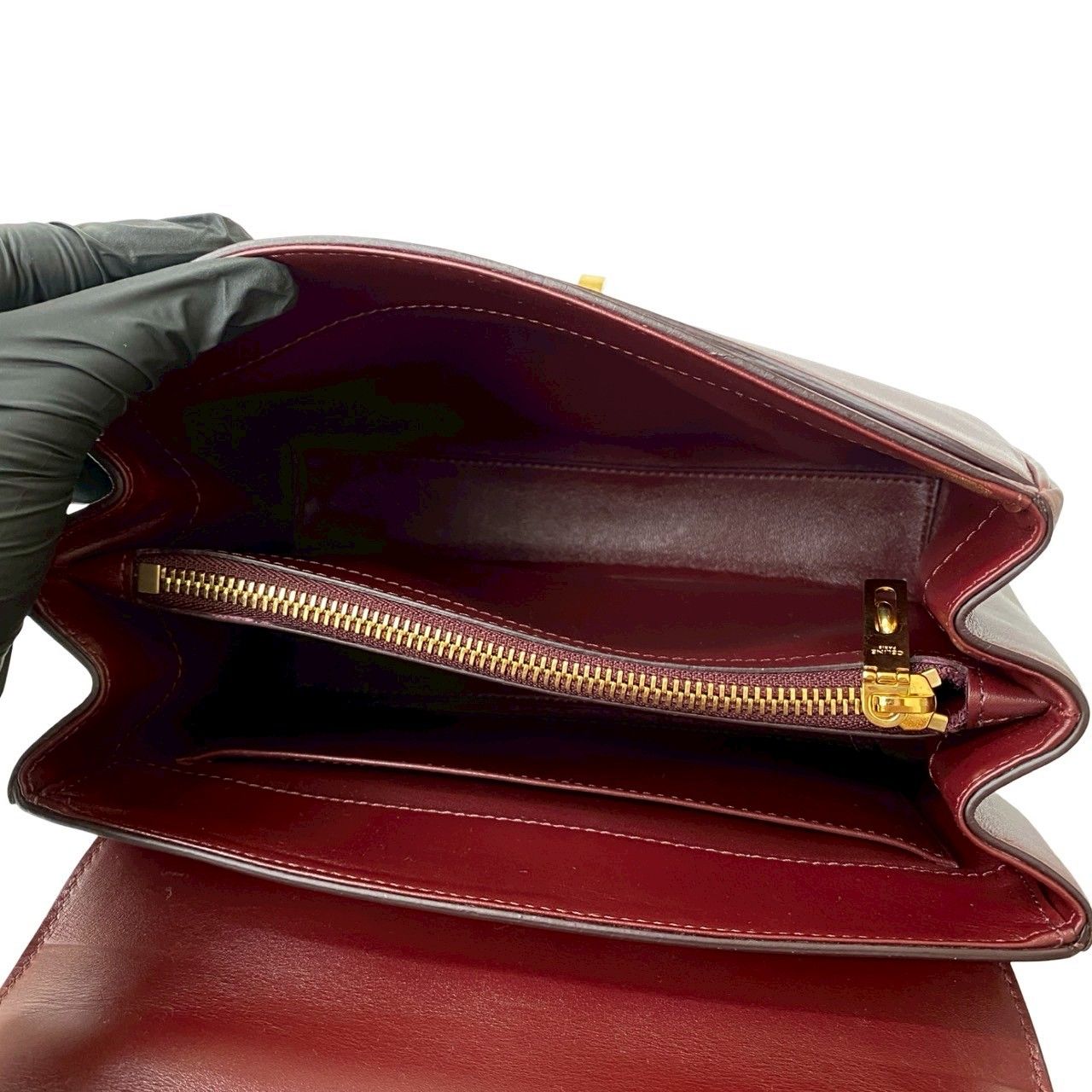 極 美品 セリーヌ ロゴ レザー ターンロック 2way ショルダーバッグ 極 美品 袋付 CELINE セリーヌ 16セーズ スモール ロゴ ターンロック