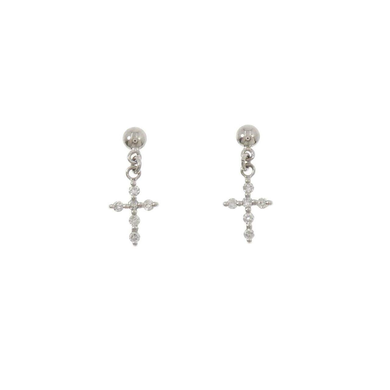 K18WG クロス ダイヤモンド ピアス 0.14CT - メルカリ