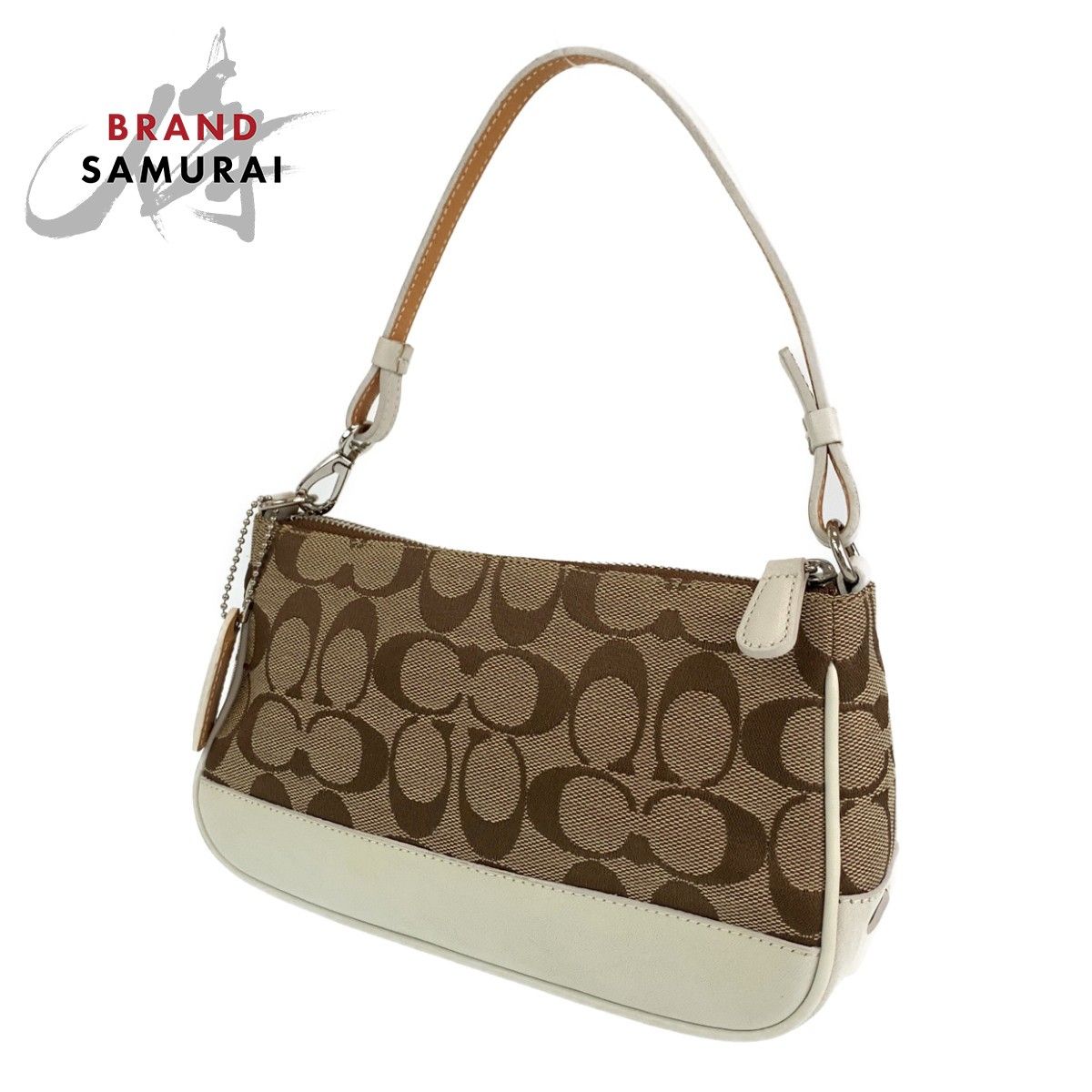 COACH コーチ シグネチャー ブラウン ベージュ ホワイト レザー 