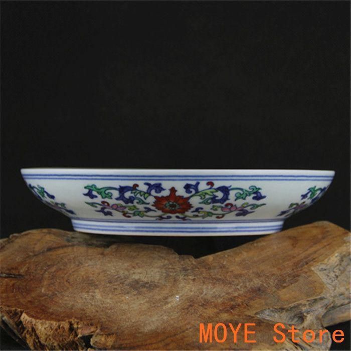 清雍正青花斗彩龍鳳図磁器皿 景徳鎮 陶磁器 装飾品 現代工芸品