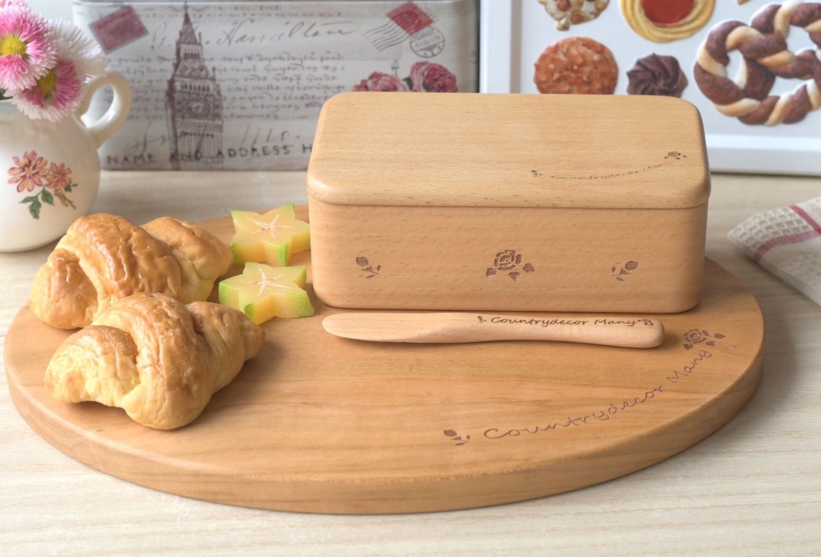 マニーローズ ウッド バターケース&バターナイフ 新品 新作