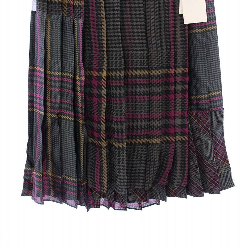 難あり☆sacai☆サカイ　黒とチェック柄のプリーツスカート　0 激レア sacai × SPIEWAK プリーツスカート ワンピース 黒1