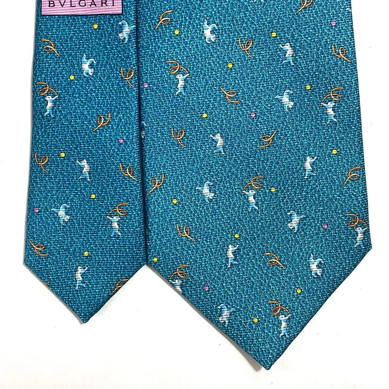 BVLGARI】ネクタイ SILK/シルク 100% セッテピエゲ ターコイズブルー