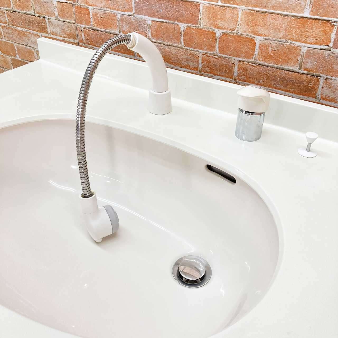 陶器製 シングルレバー混合水栓蛇口付き