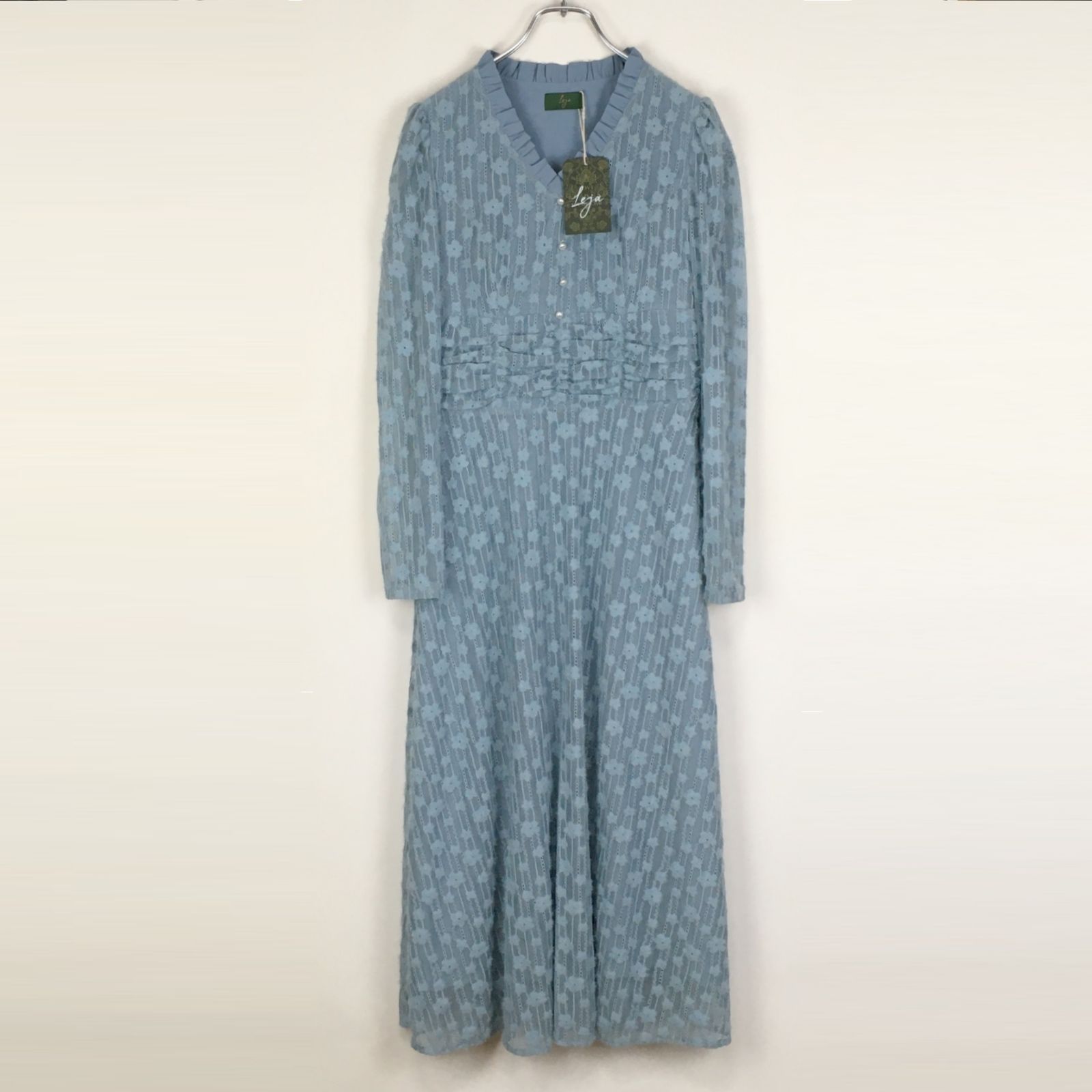 【新品タグ付き】 Leja シャギー 花柄 レース フリル ロングワンピース 新品タグ付き】 Leja シャギー 花柄 レース フリル ロング