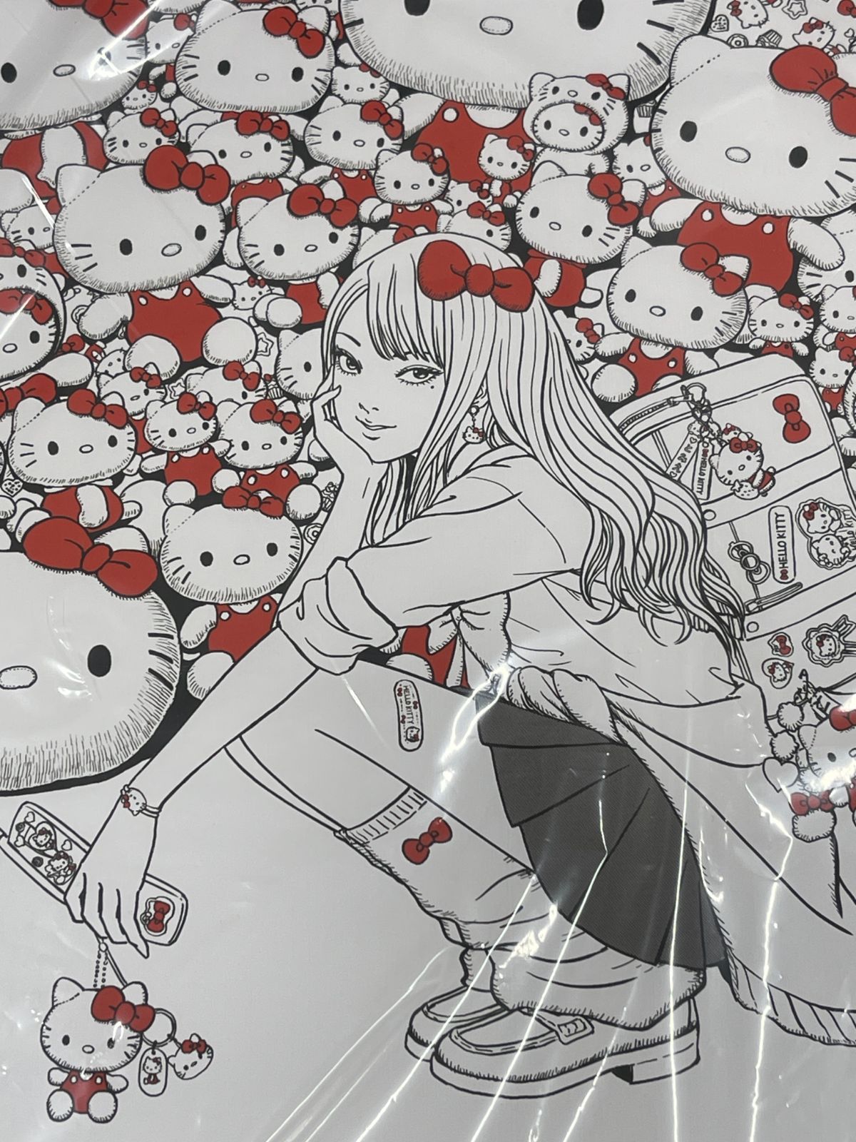 伊藤潤二×サンリオキャラクターズ 複製原画 ギャル富江×ハローキティ 伊藤潤二×サンリオキャラクターズ 複製原画 ギャル富江×ハロー