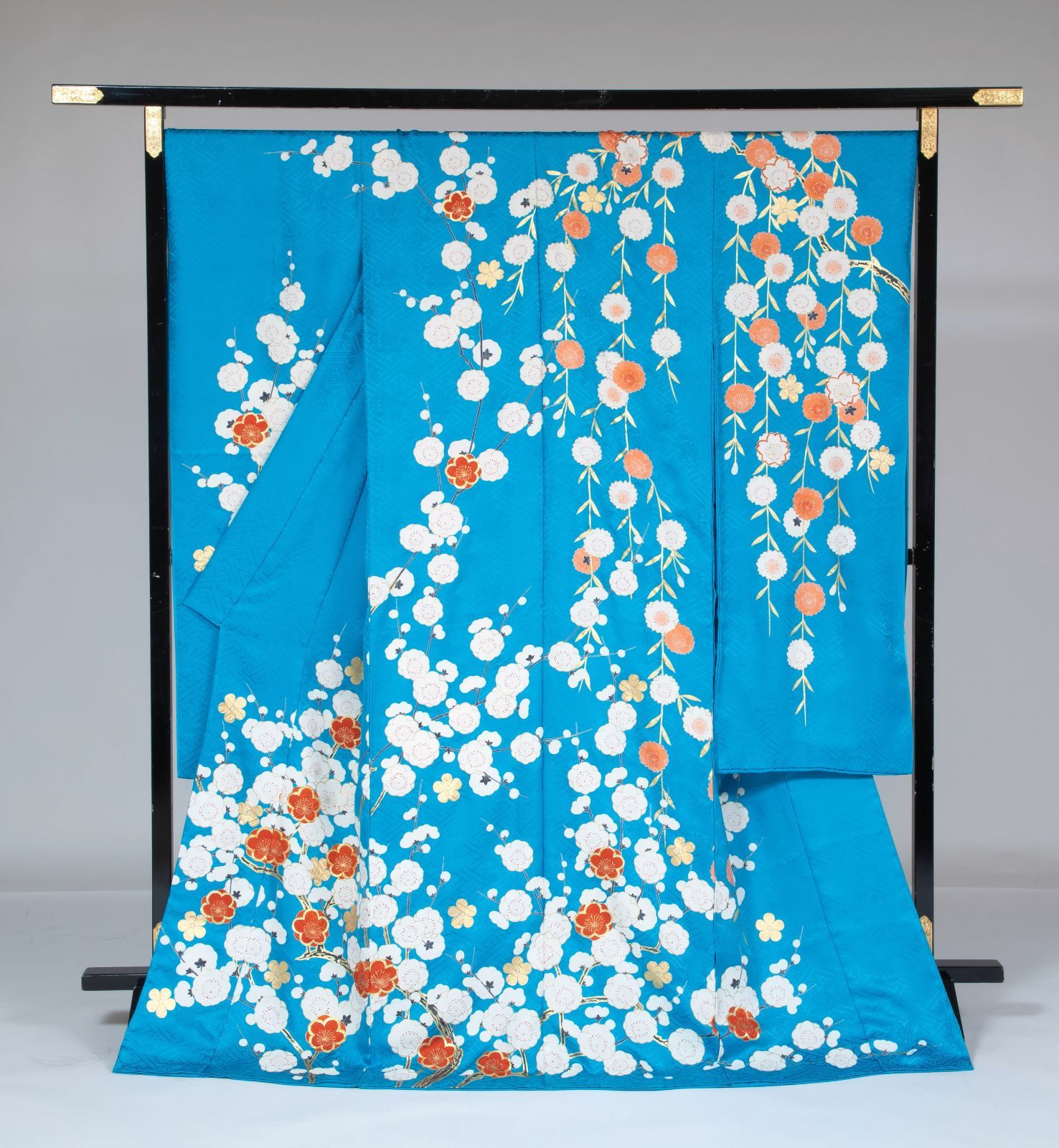 未仕立て 振袖 京友禅 手描き 立梅にしだれ桜 丹後ちりめん 逸品 本物 