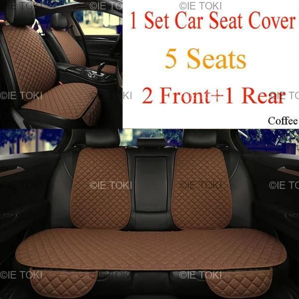 5シート|7個亜麻カーシートカバーセットユニバーサルフィットほとんどのプロテクターと背もたれ自動車ライン夏クッションパッドマット
