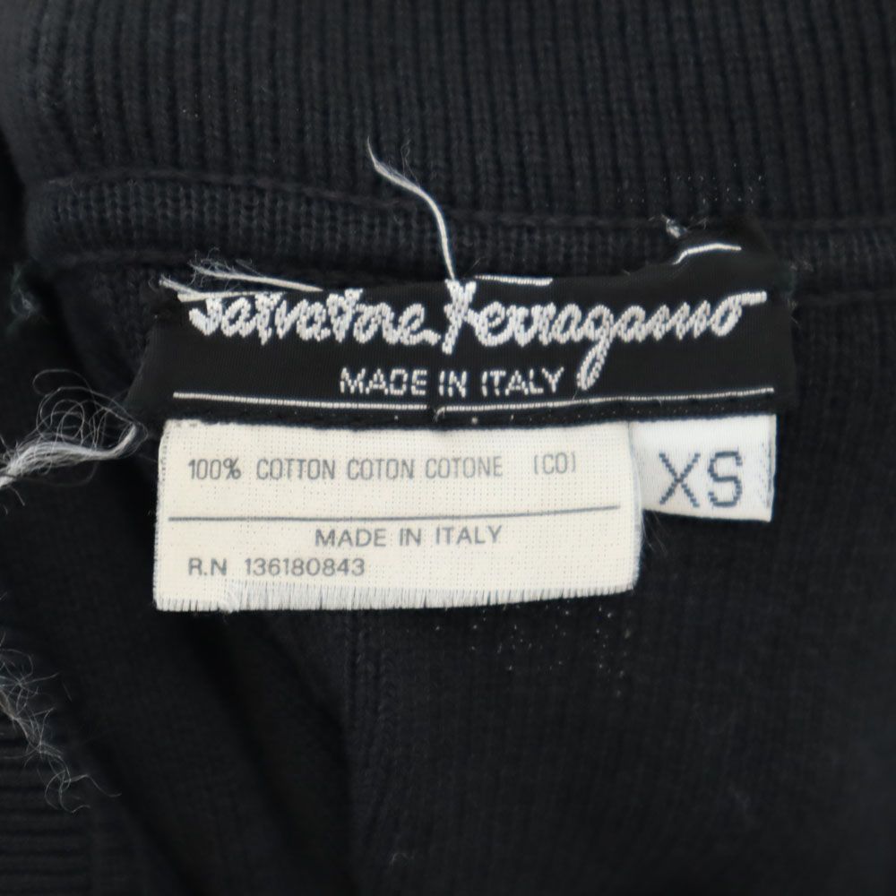 Salvatore Ferragamo - サルヴァトーレフェラガモ イタリア製 コットン 半袖 ハーフボタン セーター XS ブラック Salvatore Ferragamo ニット レディース サルヴァトーレフェラガモ イタリア製 コットン 半袖 ハーフ