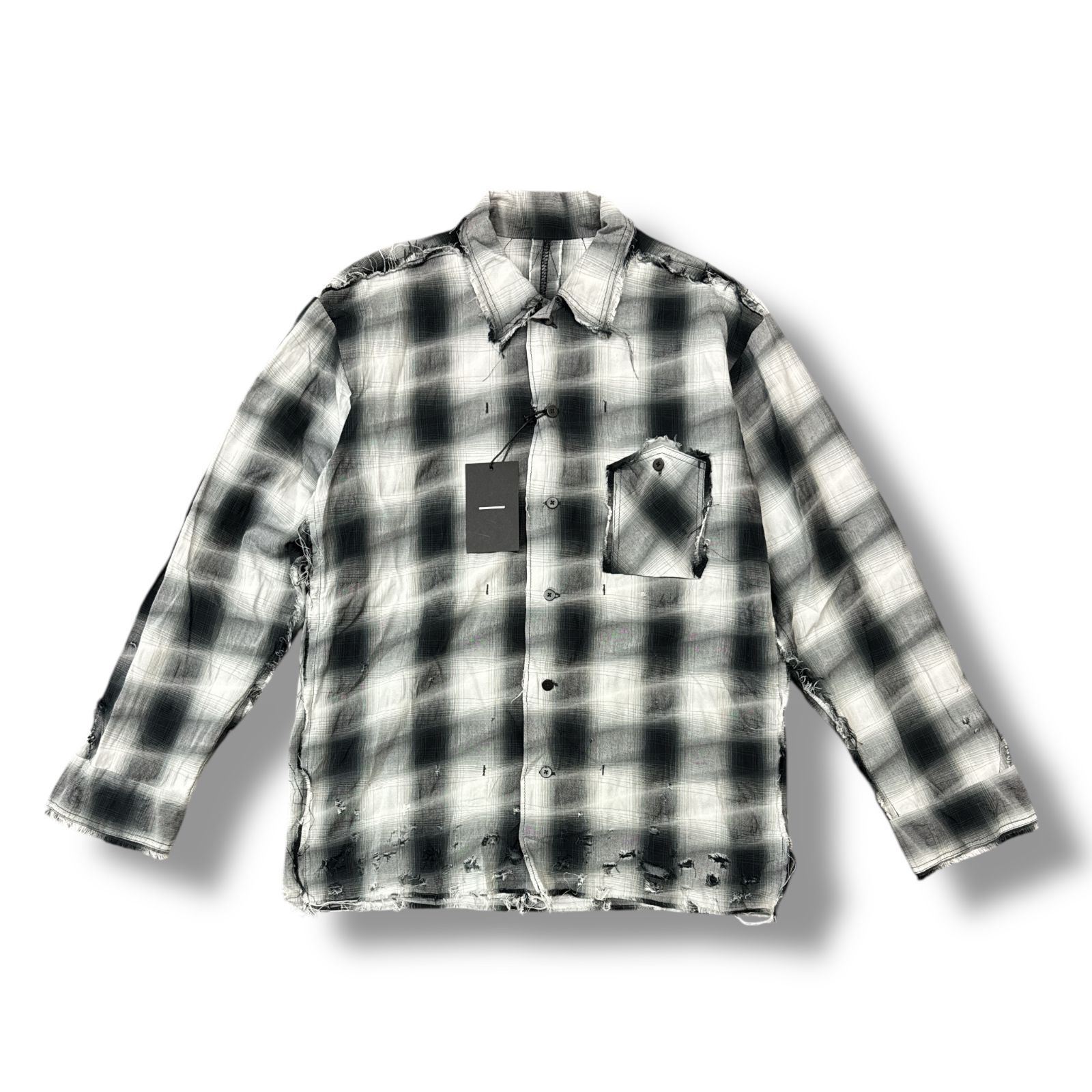 トップス MINUS Slash Seam Ombre Check Shirt BLUE MINUS マイナス SS25 SLASH SEAM OMBRE CHECK SHIRT / BLU - NUBIAN