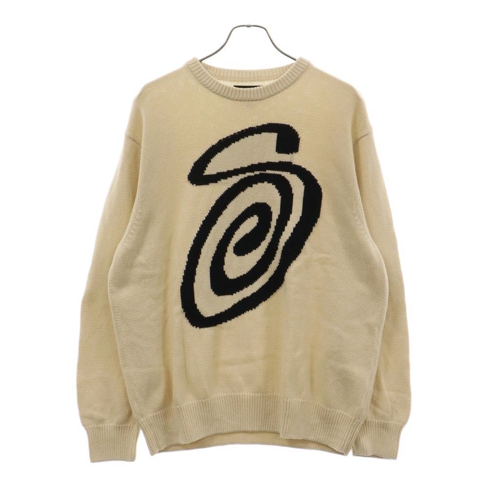 STUSSY (ステューシー) 22AW CURLY SWEATER フロントロゴデザインクルーネックセーター ニット アイボリー 117073 -  メルカリ