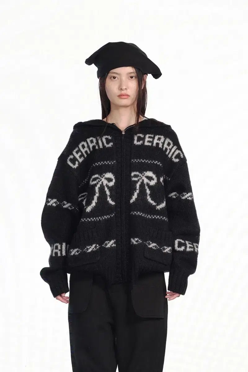CERRIC セリック リボン カウチン ジップアップ 黒
