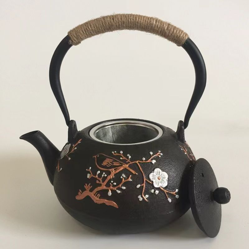 高品質 1.2L 鉄急須 伝統模様 南部鉄器 鉄急須 鉄瓶 鉄器 IH 対応 鉄やかん 鉄分補給 蓄熱性に優 Y04