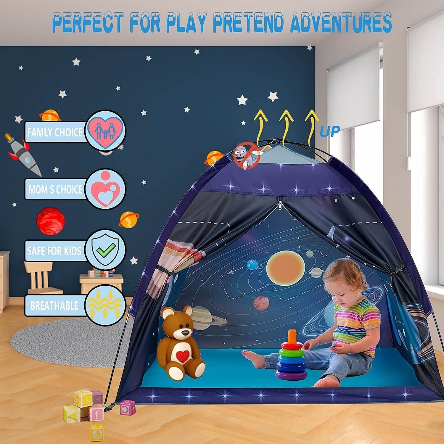 Mnagant キッズテント 宇宙旅行テント 折りたたみ テントハウス 室内 屋外 収納バッグ付き 子供用テント キャンプセット 秘密基地 こども用 窓付（並行輸入品） : Mnagant キッズテント 宇宙旅行テント 折りたたみ