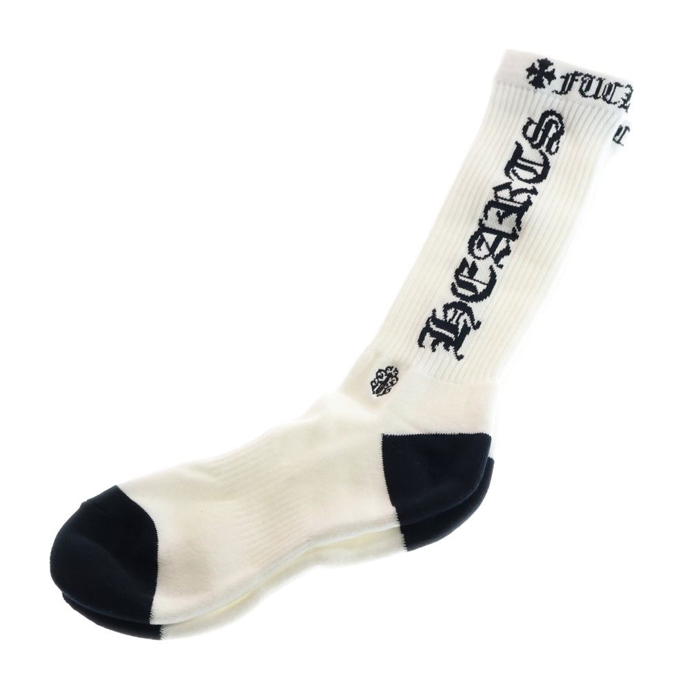 CHROME HEARTS クロムハーツ SOCKS OLD ENGLISH オールドイングリッシュロゴソックス靴下 ブラック|ホワイト