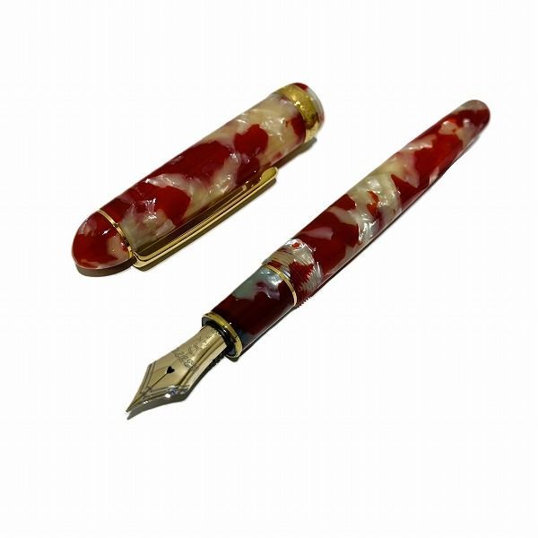 プラチナ 3776 キンギョデザイン ブルー系 14 K 刻印あり ブランド小物 万年筆 ユニセックス