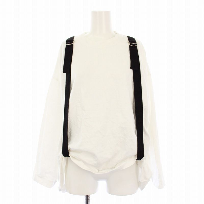 リミフゥ LIMI feu 40|2 COTTON JERSEY TAPE T-SHIRT A LA-T25-046 Tシャツ カットソー 長袖 ベルト付き 2 白 ホワイト |KU