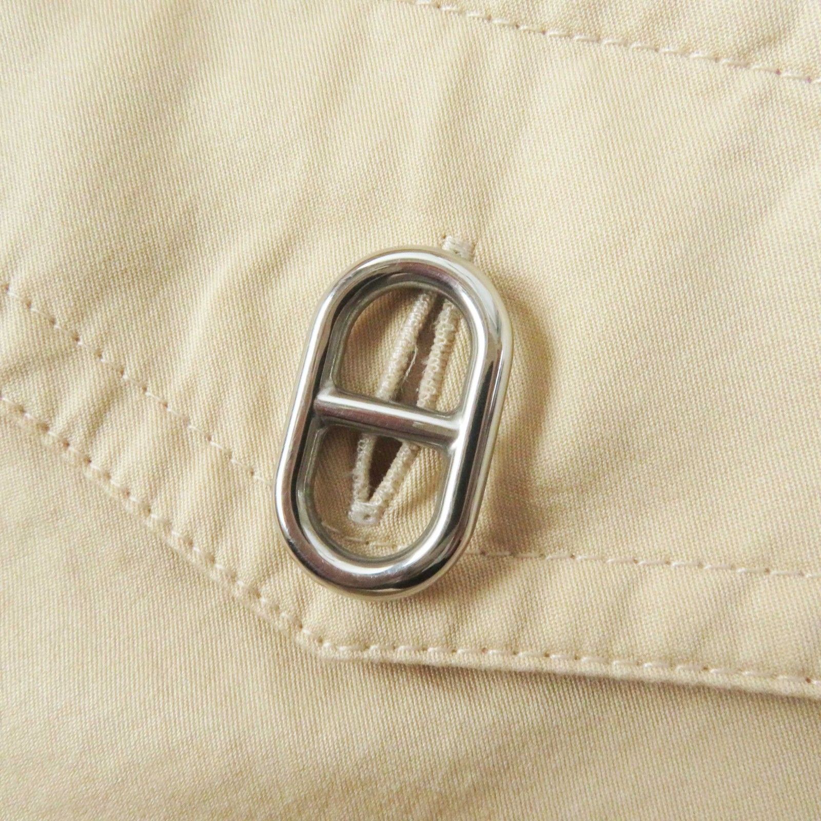 HERMES エルメス 製 コットン シルバー金具 シェーヌダンクル金具 セリエシェルボタン ベルト付き シャツワンピース ベージュ 34 フランス製 レディース