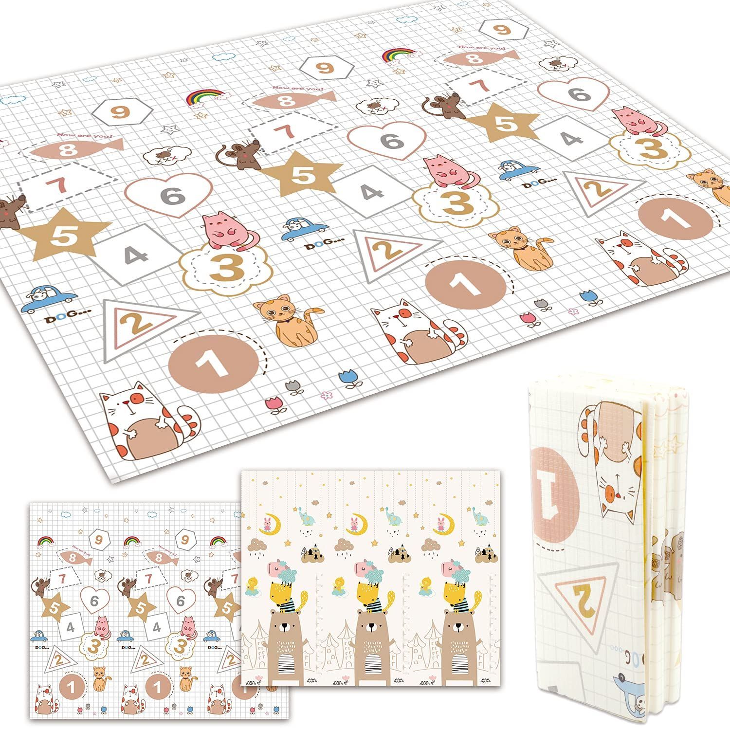 ケラッタ) プレイマット 折りたたみ 赤ちゃん 1級防音 防水 厚手 床